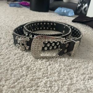rhinestone skull bb belt